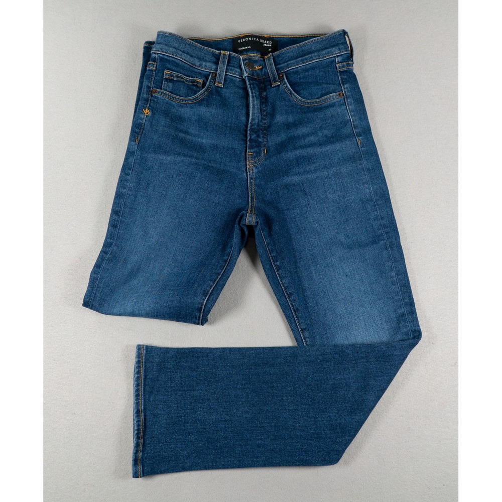 Veronica Beard Womens Carly Kick Flare High Rise Jeans Blue Size 27 Cropped